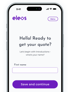 Eleos app screenshot with first name question
