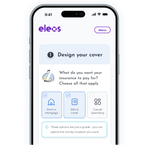 Eleos app screenshot with design your cover