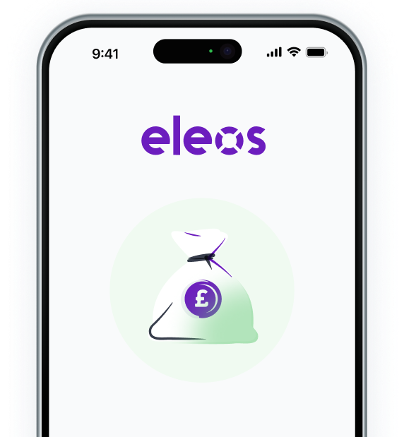 mobile phone screen with a bag of money illustration on it
