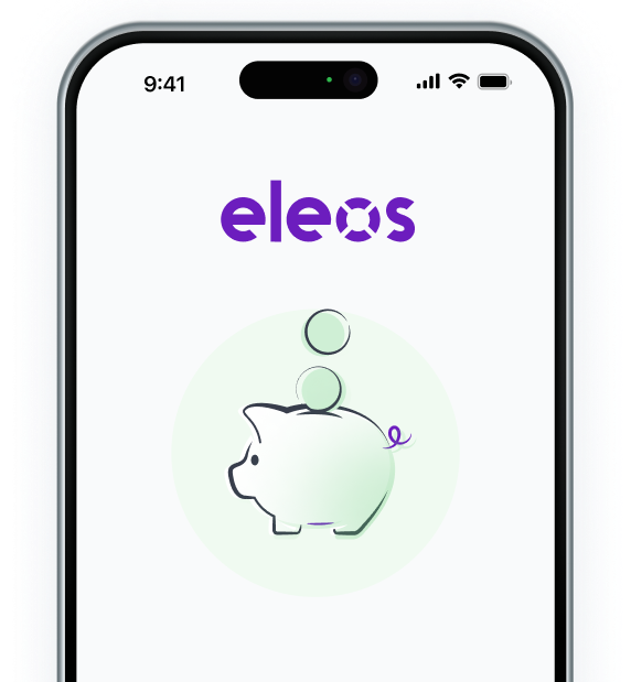 mobile phone screen with a piggy bank illustration on it