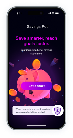 mobile screen showing savings pot